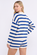 CWS25395 STRIPED CREW NECK SWEATER TOP AND SHORTS SET
