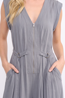 CR25390 UTILITY-INSPIRED SLEEVELESS ZIP-UP WIDE-LEG JUMPSUIT