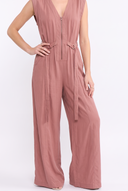 CR25390 UTILITY-INSPIRED SLEEVELESS ZIP-UP WIDE-LEG JUMPSUIT
