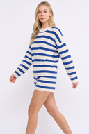 CWS25395 STRIPED CREW NECK SWEATER TOP AND SHORTS SET