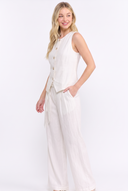 CS25491SP SLEEVELESS BUTTON-UP TOP AND WIDE-LEG PANTS SET - PANTS ONLY