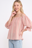 CT25062B BOHEMIAN BREEZE EMBROIDERED BLOUSE