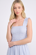 CD25434 SQUARE NECK SMOCKED BODICE MIDI DRESS