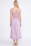 CD25434 SQUARE NECK SMOCKED BODICE MIDI DRESS