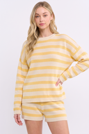 CWS25395 STRIPED CREW NECK SWEATER TOP AND SHORTS SET