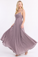 CD25340 GATHERED TIE FRONT SLEEVELESS MAXI DRESS